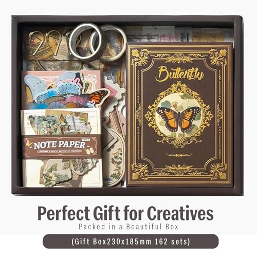 Mluffy Brown Butterfly Vintage Aesthetic journaling kit, Scrapbook Journal Set, DIY Paper Stickers Craft Kits for Journal kit, Aesthetic Sticker, Scrap Book and Notebook Collage (Brown Butterfly) - Image 2