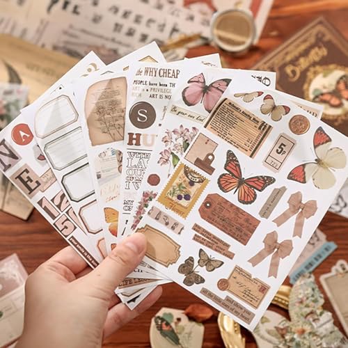 Mluffy Brown Butterfly Vintage Aesthetic journaling kit, Scrapbook Journal Set, DIY Paper Stickers Craft Kits for Journal kit, Aesthetic Sticker, Scrap Book and Notebook Collage (Brown Butterfly) - Image 5