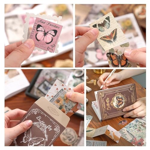 Mluffy Brown Butterfly Vintage Aesthetic journaling kit, Scrapbook Journal Set, DIY Paper Stickers Craft Kits for Journal kit, Aesthetic Sticker, Scrap Book and Notebook Collage (Brown Butterfly) - Image 3