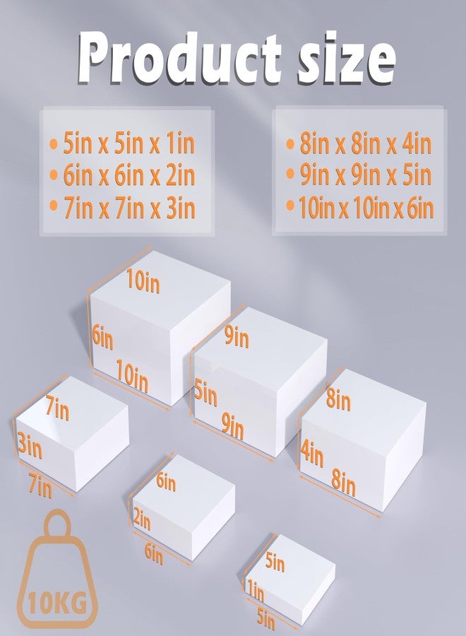 PITBVO Buffet Risers, Food Display Risers for Party, White Acrylic Risers Display Stand for Buffet Table, Catering Displays for Dessert, Cube Box Nesting Riser with Hollow Bottoms (5"x6"x7"x8"x9"x10" 6 PCS) - Image 2