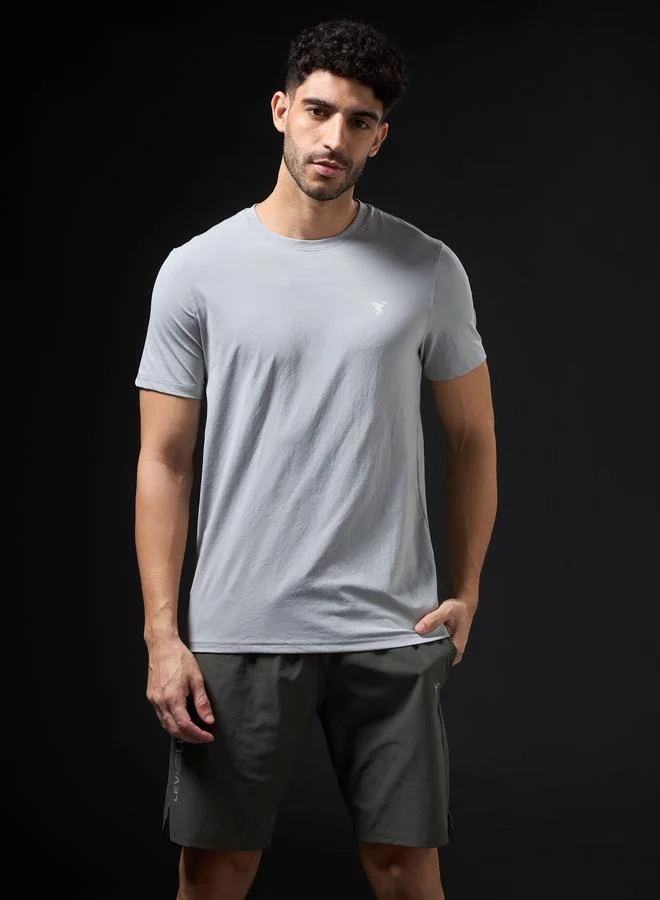 Technosport Technosport Solid 4-Way Stretch Crew Neck T-Shirt