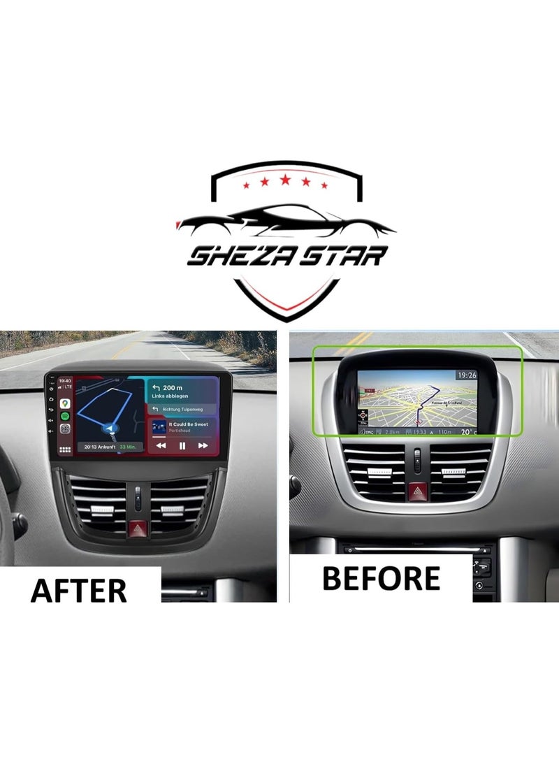 SHEZA STAR Android Car Stereo for Peugeot 207 2006-2015 4GB RAM 64GB ROM Support Carplay, M-Link Wi-Fi BT, Radio GPS, 9 Inch IPS Touch Screen with AHD Camera Included - Image 2