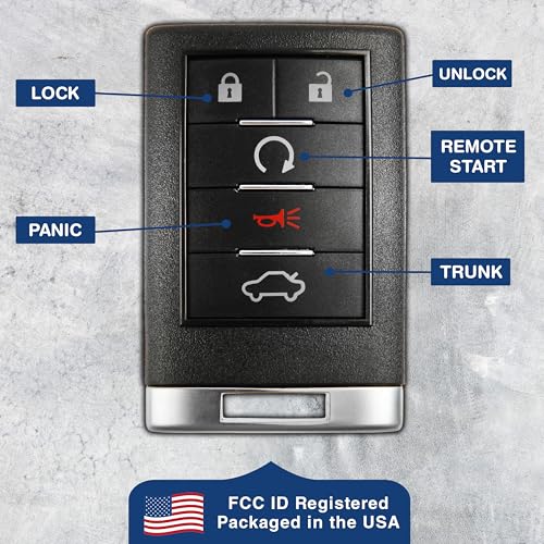 KeylessOption Key Fob Replacement for 2008 2009 2010 2011 2012 2013 2014 2015 2016 Cadillac CTS Coupe DTS Remote, 4-Button OUC6000066, Programming Guide Included - Image 5