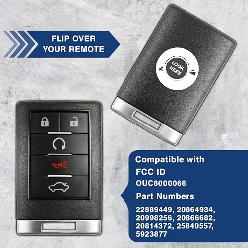 KeylessOption Key Fob Replacement for 2008 2009 2010 2011 2012 2013 2014 2015 2016 Cadillac CTS Coupe DTS Remote, 4-Button OUC6000066, Programming Guide Included - Image 4