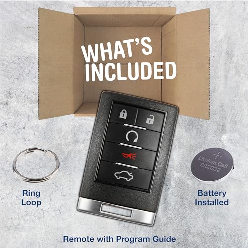 KeylessOption Key Fob Replacement for 2008 2009 2010 2011 2012 2013 2014 2015 2016 Cadillac CTS Coupe DTS Remote, 4-Button OUC6000066, Programming Guide Included - Image 2