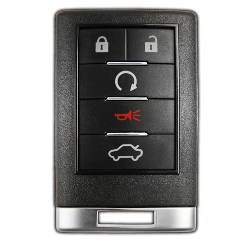 KeylessOption Key Fob Replacement for 2008 2009 2010 2011 2012 2013 2014 2015 2016 Cadillac CTS Coupe DTS Remote, 4-Button OUC6000066, Programming Guide Included - Image 1