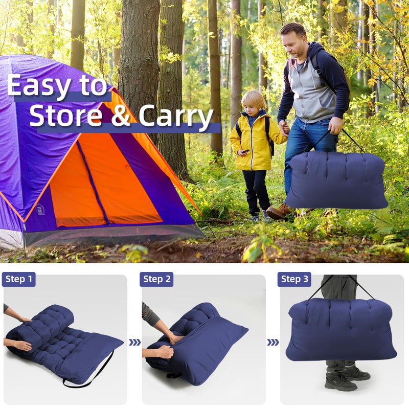 Fragess Portable Camping Cot, Sleeping Cot for Adult, 28" Extra Wide Heavy Duty Folding Cot Max Load 600LBS with Thick Mattress, Portable Camping Bed for Camp Outdoor/Office, Home Nap (Blue) - Image 5