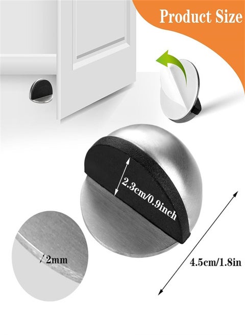 No Drill Floor Door Stoppers - Heavy Duty Adhesive Door Stops Wall Protectors 2-Pack