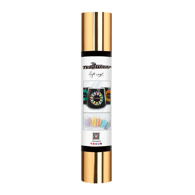 TECKWRAP Light Gold Chrome Vinyl Permanent Chrome Gold Adhesive Vinyl Roll 1ftx5ft - Image 1