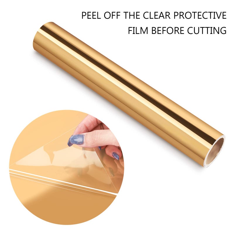 TECKWRAP Light Gold Chrome Vinyl Permanent Chrome Gold Adhesive Vinyl Roll 1ftx5ft - Image 2