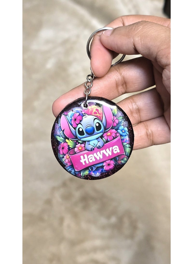 STITCH Customized Stitch Character Resin Keychain with Name – Custom Name Tag, Unique Personalized Gift for Women, Men, Kids | Handmade Keyring Names or Initials | Special Keepsake for Bags, Car Keys, Pouches - Image 3