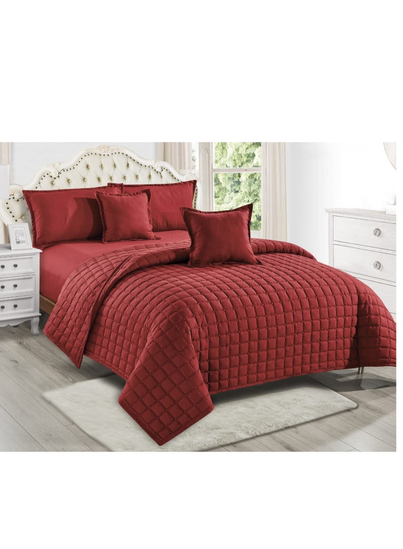 مون طقم لحاف نفرين مفرش سرير مضغوط مكون من 6 قطع  لحاف مقاس كينج 230x250سم - Image 1