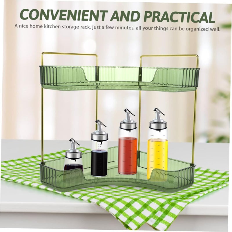 Transparent Two Corner Shelf Versatile Bathroom Kitchen Organizer for Spices Cosmetics and More Space Saving Storage for Countertops and Vanities - Image 5