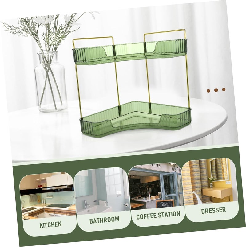 Transparent Two Corner Shelf Versatile Bathroom Kitchen Organizer for Spices Cosmetics and More Space Saving Storage for Countertops and Vanities - Image 4