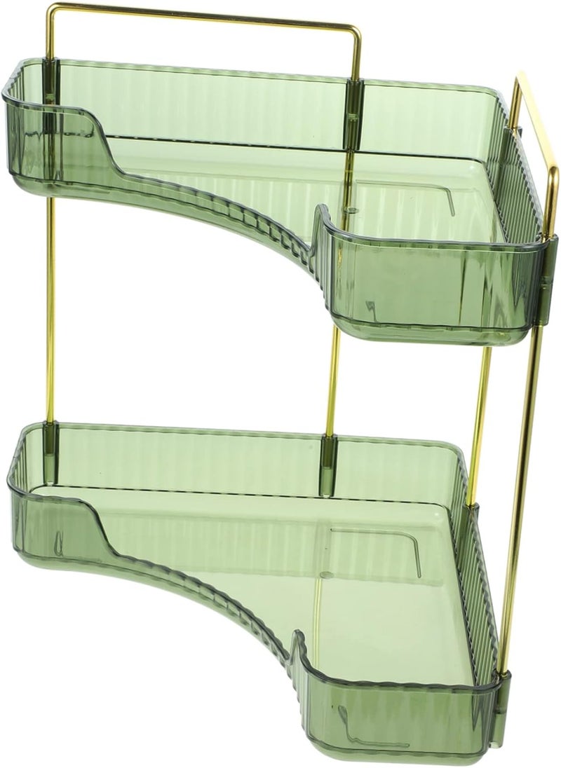 Transparent Two Corner Shelf Versatile Bathroom Kitchen Organizer for Spices Cosmetics and More Space Saving Storage for Countertops and Vanities - Image 1