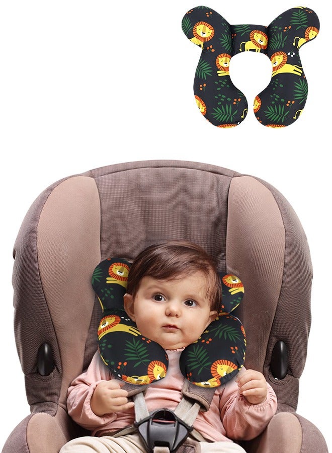Baby Travel Pillow, Baby Pillow for Head and Neck, Upgraded Baby Support Pillow, Baby Neck Pillows for Car Seat,Pushchair,Travel,Lion  - Image 1