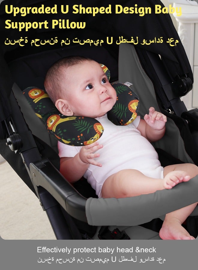 Baby Travel Pillow, Baby Pillow for Head and Neck, Upgraded Baby Support Pillow, Baby Neck Pillows for Car Seat,Pushchair,Travel,Lion  - Image 2