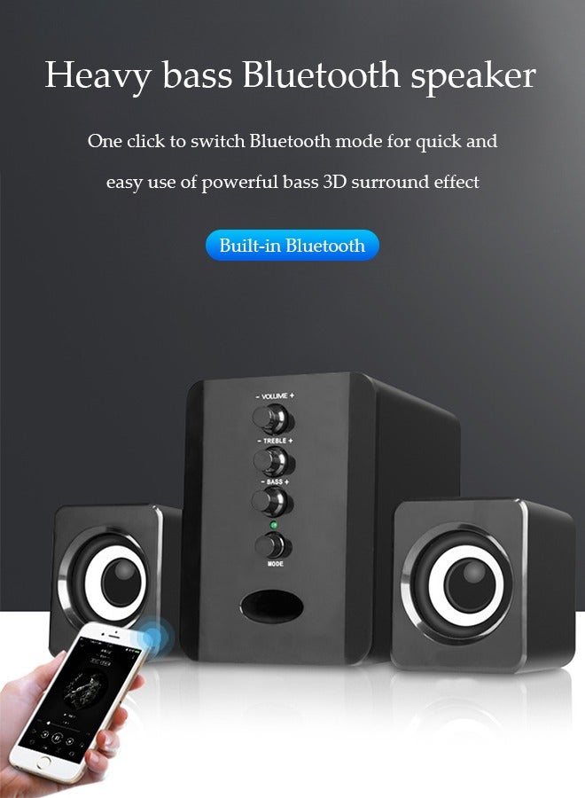 DUNISO Computer speaker, USB home small speaker，music player, stereo bass surround sound, can be used for smartphones, laptops, desktop computers (black)  - Image 4