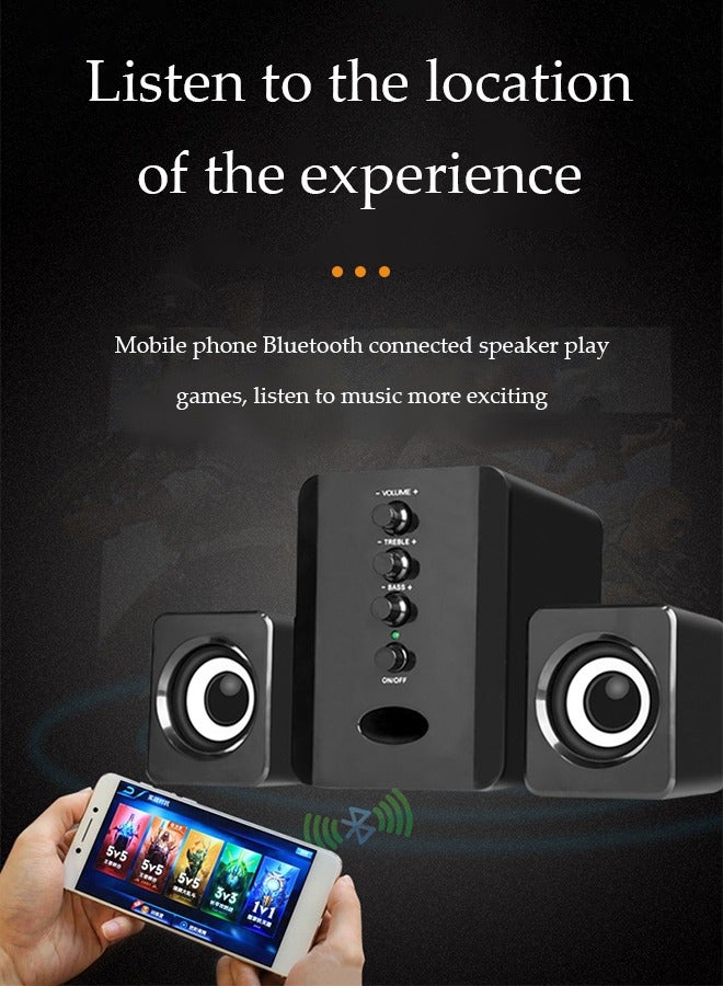 DUNISO Computer speaker, USB home small speaker，music player, stereo bass surround sound, can be used for smartphones, laptops, desktop computers (black)  - Image 5