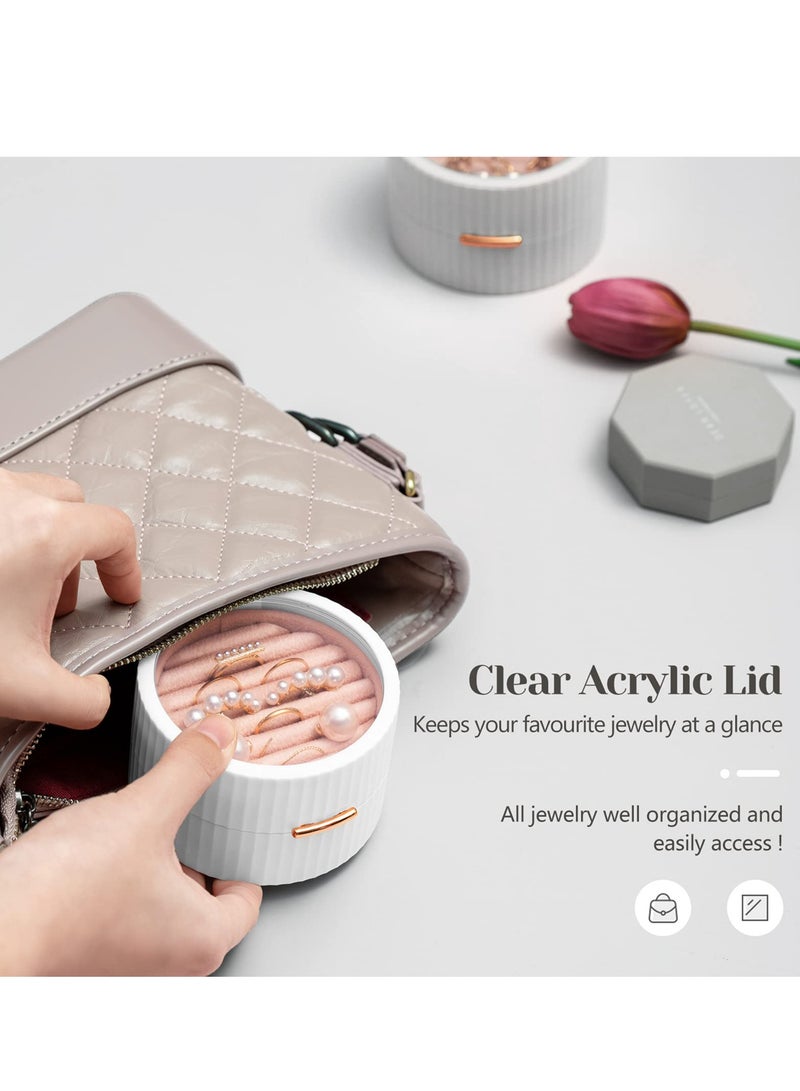 KASTWAVE Jewelry Storage Box,portable Travel Jewelry Box Transparent Visible 2 Layers Display Box Ring, Earring, Necklace, Bracelet Organizer Jewelry Box (white) - Image 5