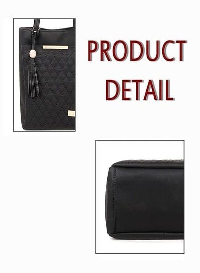 Purse Pulse Women Fashion Handbags Tote Purses Stylish Ladies Women and Girls Handbag for Office Bag Ladies Travel Shoulder Bag Tote for College Girls (Black) - Image 3