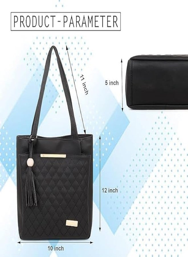 Purse Pulse Women Fashion Handbags Tote Purses Stylish Ladies Women and Girls Handbag for Office Bag Ladies Travel Shoulder Bag Tote for College Girls (Black) - Image 5