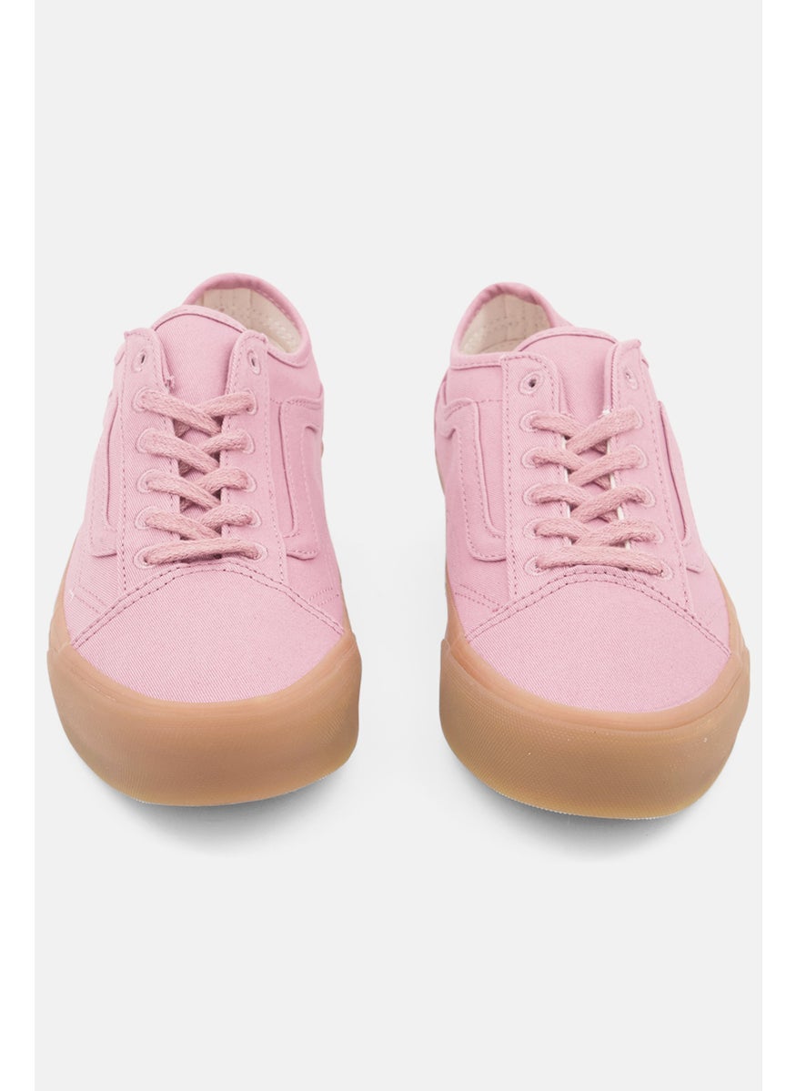 VANS Women Old Skool Tape Lace Up Casual Shoes, Pink Brown  - Image 2
