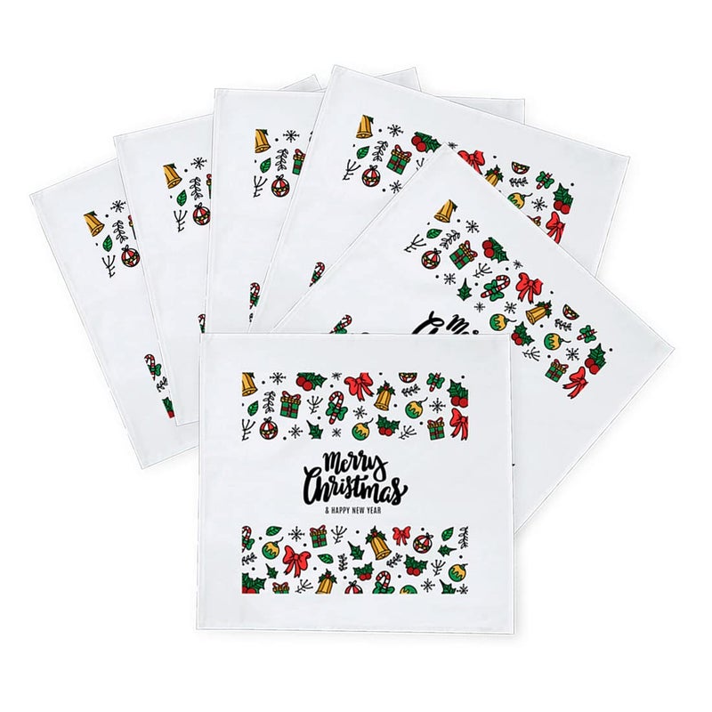 Khakee 6 Pcs Christmas Theme Silk Table Napkins 10x 10 for Xmas Decoration Christmas OrnamentsChristmas Giftxmas21535 - Image 2