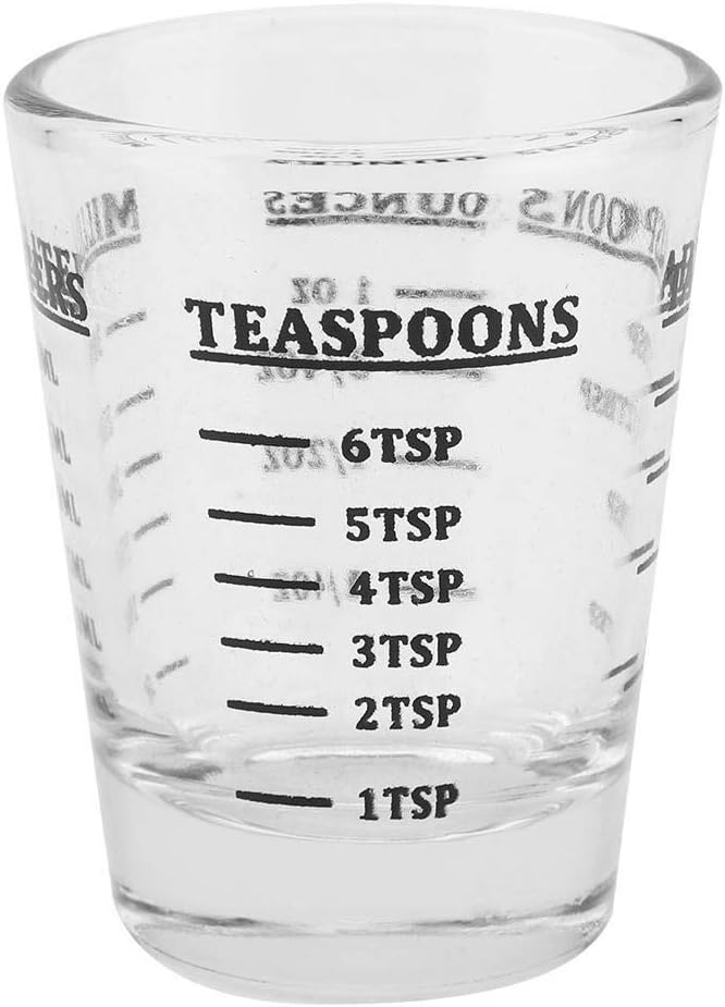 MEASURING SHOT GLASS MEASURING CUP 4 SCALES 1OUNCE 30ML SMALL GLASS MEASURING CUP OZMLTEASPOONTABLESPOON KITCHEN TOOL WITH OUNCES MILLILITERS