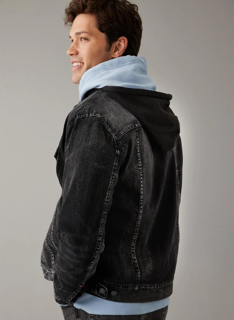 American Eagle Hooded Denim Trucker Jacket