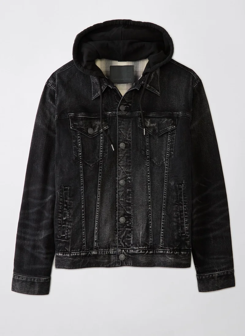 American Eagle Hooded Denim Trucker Jacket
