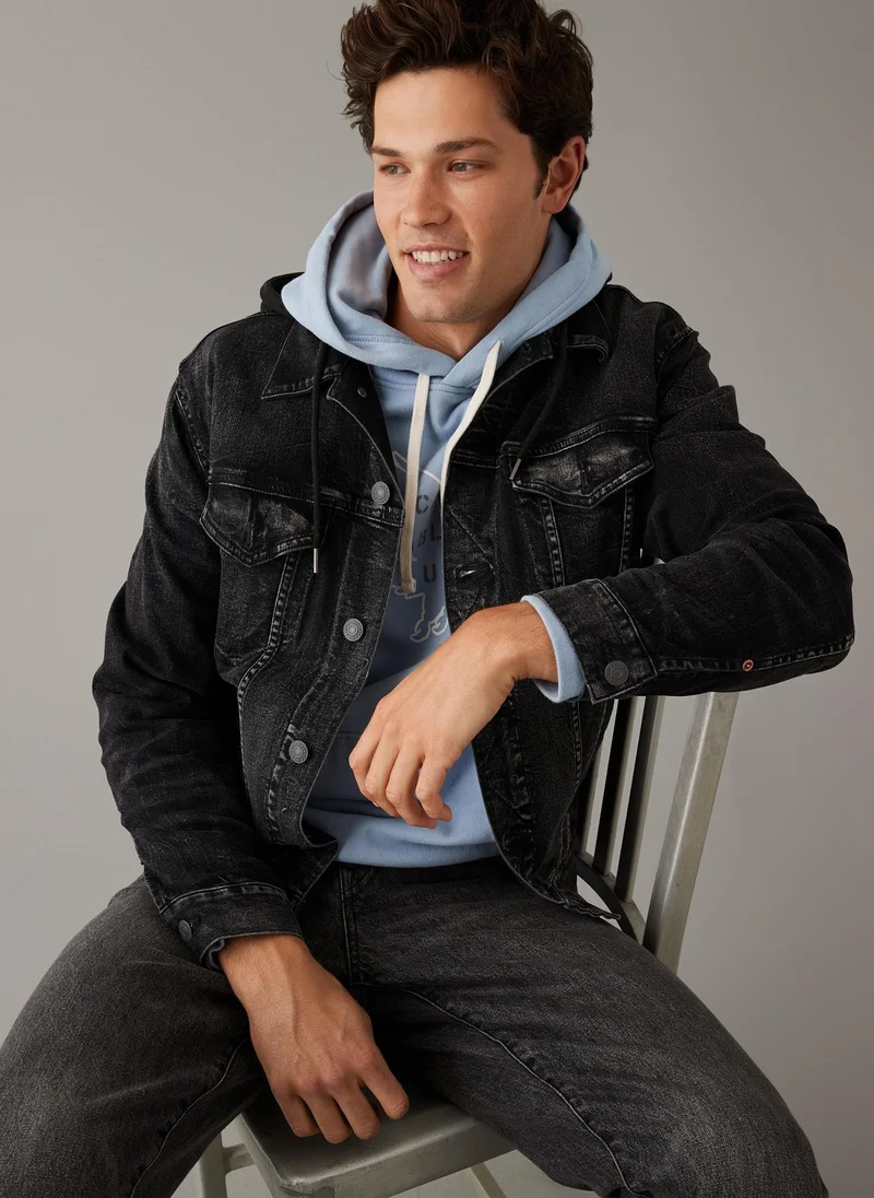 American Eagle Hooded Denim Trucker Jacket
