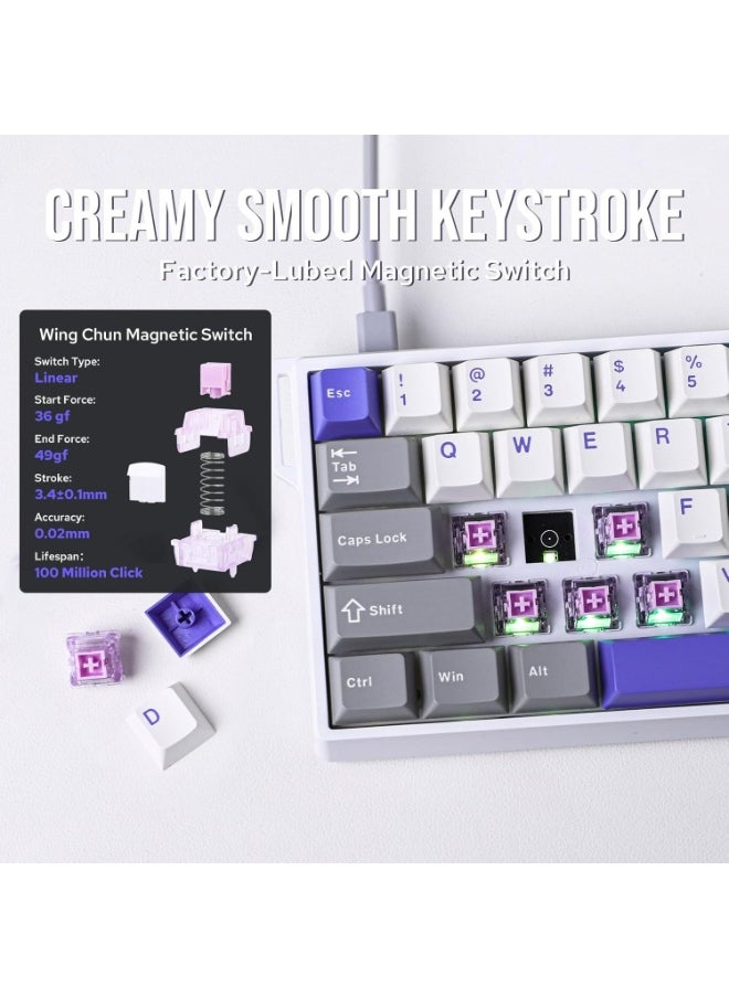 AULA WIN68 HE Max Magnetic Keyboard with Adjustable Actuation, Hall Effect Win Chun Magnetic Switch Keyboard with 0.3ms Latency, RGB 65% Wired Compact Keyboard, 8000 Hz Polling Rate, Hot-Swap  - Image 5