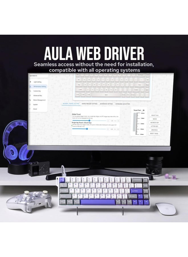 WIN68 HE Max Magnetic Keyboard with Adjustable Actuation, Hall Effect Win Chun Magnetic Switch Keyboard with 0.3ms Latency, RGB 65% Wired Compact Keyboard, 8000 Hz Polling Rate, Hot-Swap