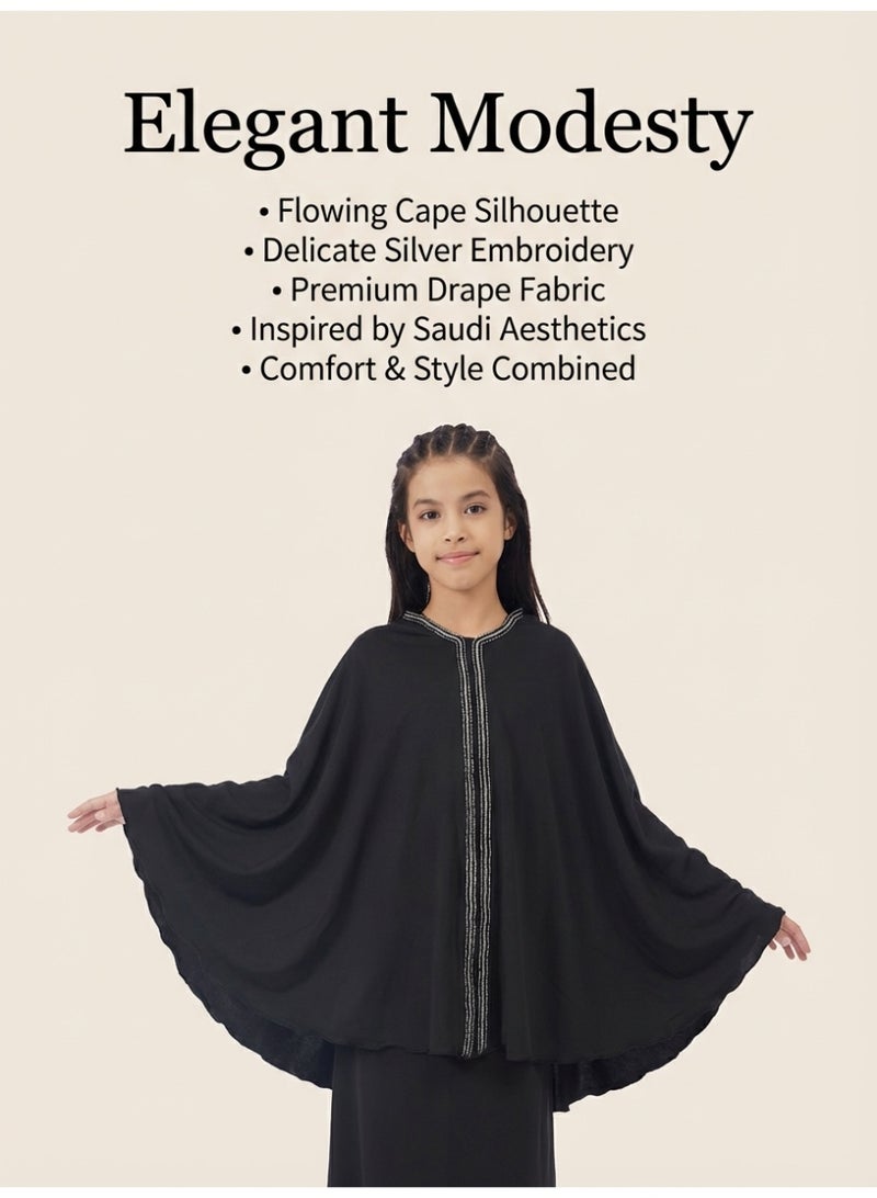 MS MIN Black Girls' Batwing Sleeve Prayer Outfit, Milk Silk Loose & Comfortable Prayer Set, Available in 110/130/150cm Sizes - Image 3