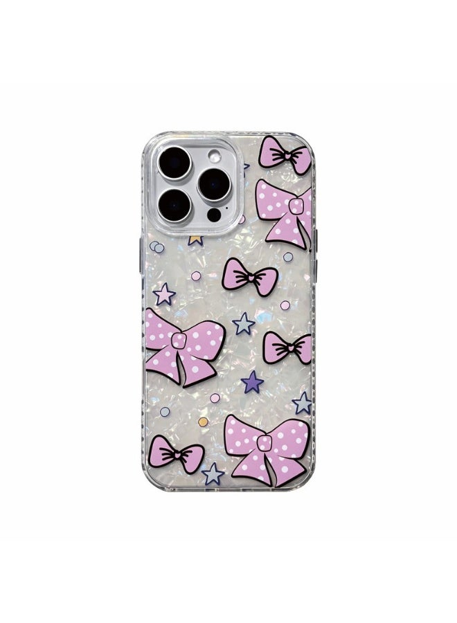 NIBEMINENT Korean Polka Dot Bow Protective TPU Case Cover For iPhone 16 Clear - Image 1
