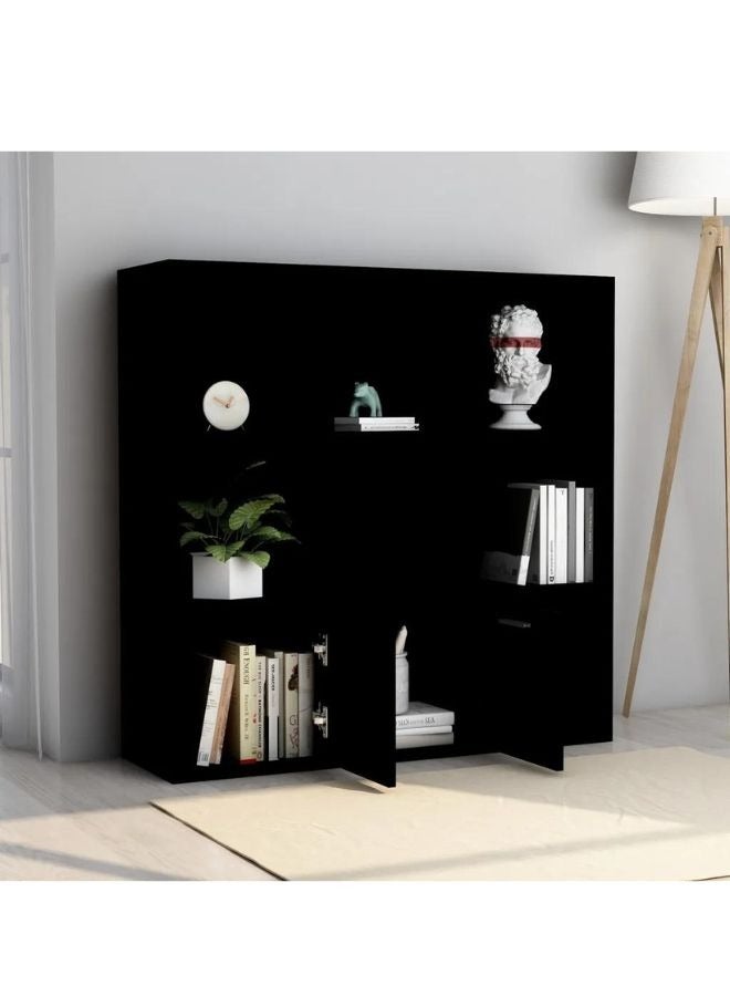 vidaxl vidaXL Book Cabinet Black 98x30x98 cm Engineered Wood - Image 2