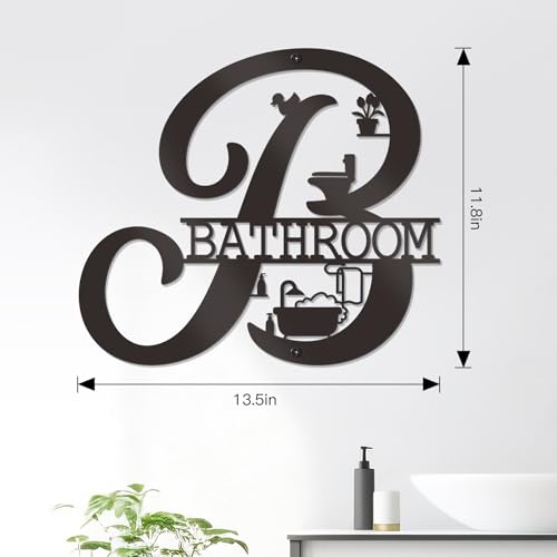 Bnesi Bathroom Wall Decor Modern Bathroom decor Metal Bath Art Farmhouse Wall Sign Funny Bath Hanging Decoration for Home (Farmhouse) - Image 3