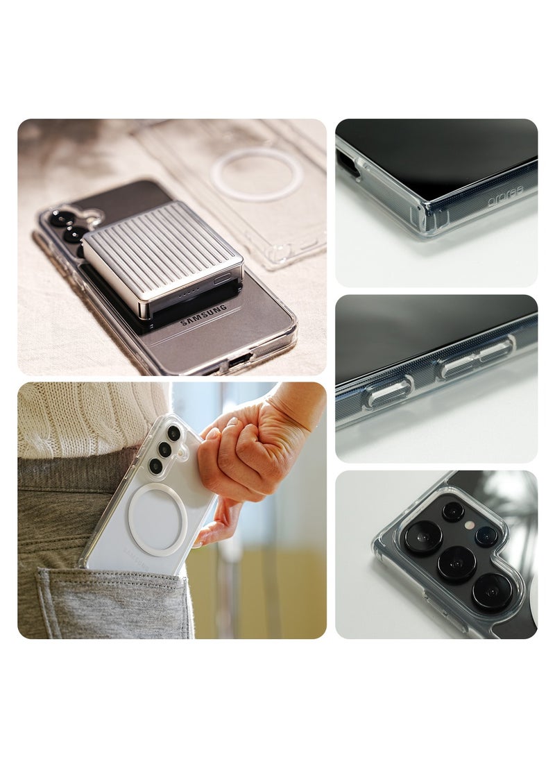 araree جراب araree Duple M مصمم لهاتف Samsung Galaxy S24 Ultra، [متوافق مع MagSafe] بتصميم هجين مع ظهر صلب من البولي كربونات + غطاء واقٍ مقاوم للصدمات بحافة مرتفعة مرنة من مادة TPU - شفاف - Image 3