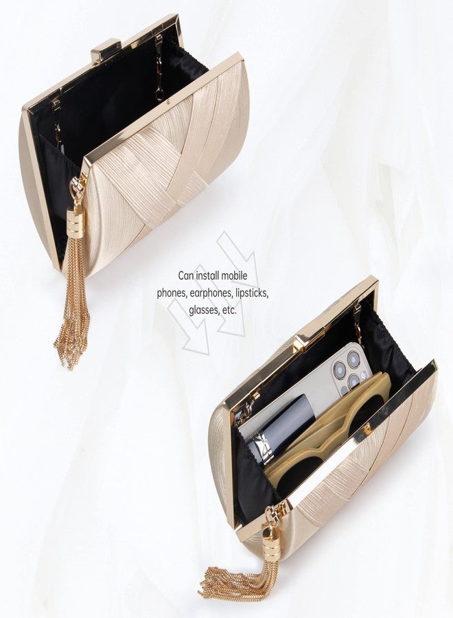 Lanpet Women's Evening Clutch Bags Silk Satin Party Handbags Bridal Wedding Purses with Tassel Pendant - Image 3