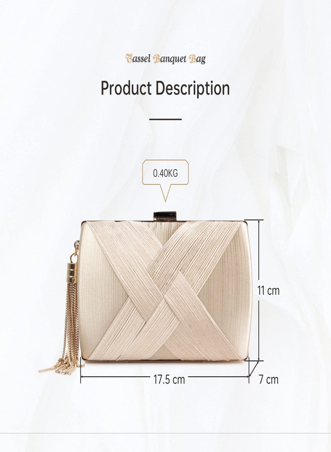 Lanpet Women's Evening Clutch Bags Silk Satin Party Handbags Bridal Wedding Purses with Tassel Pendant - Image 2