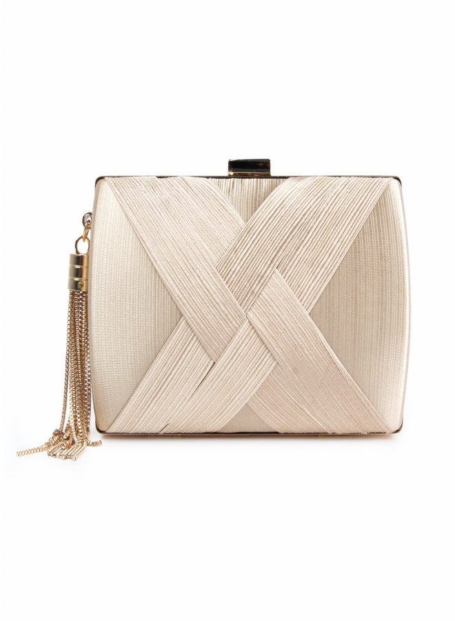 Lanpet Women's Evening Clutch Bags Silk Satin Party Handbags Bridal Wedding Purses with Tassel Pendant - Image 1