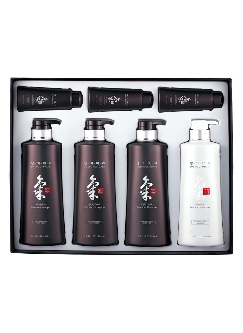 DAENG GI MEO RI - Daeng Gi Meo Ri- Ki Gold Premium Special Hair Care 4pcs Set [Shampoo x3, Treatment x 1], Effectively Moisture to Dry and Rough Hair, No Artificial Color - Image 1
