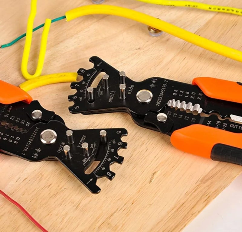 Generic Wire Stripper, Multifunctional Cable Stripper Tool, Wire Cutter, Professional Automatic Wire Stripper Pliers for Wire Stripping/Cutting/Crimping/Twisting, Stainless Steel, Orange - Image 4