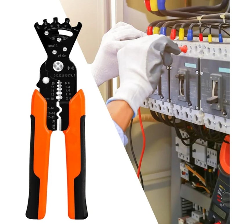Generic Wire Stripper, Multifunctional Cable Stripper Tool, Wire Cutter, Professional Automatic Wire Stripper Pliers for Wire Stripping/Cutting/Crimping/Twisting, Stainless Steel, Orange - Image 3