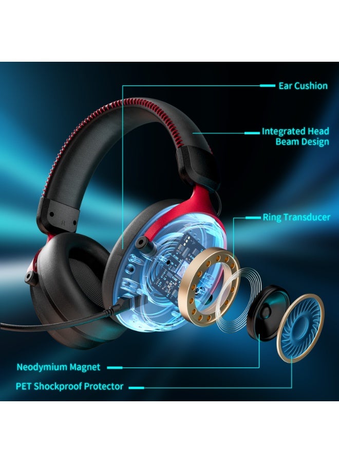 بيكن سماعة ألعاب لاسلكية بتردد 2.4 جيجا هرتز للكمبيوتر الشخصي، نينتندو سويتش، اللابتوب، الهواتف المحمولة، وماك - مع صوت عالي الدقة بدون فقدان، منفذ USB وType-C، اتصال فائق الاستقرار، ميكروفون قابل للإزالة، بطارية تعمل لمدة 50 ساعة، وتقنية بلوتوث 5.3 - سماعة لاسلكية مخصصة للاعبين. - Image 5