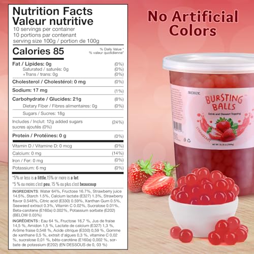 BREXONIC Strawberry Boba Pearls Popping Bursting Boba, Tapioca Pearls For Bubble Tea, No Artificail Colors (2 LB 1 Pack) - Image 4
