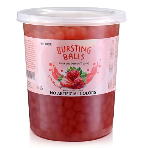 BREXONIC Strawberry Boba Pearls Popping Bursting Boba, Tapioca Pearls For Bubble Tea, No Artificail Colors (2 LB 1 Pack) - Image 1