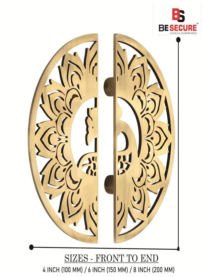 BE SECURE Round 8" Stainless Steel 304 Main Door Handle | Door Handles for Main Door | Pull Handles for All The Doors of House | Office | Hotels | BSDH- Peacock (Pack of 1 Pair, Brass Antique Finish) - Image 4