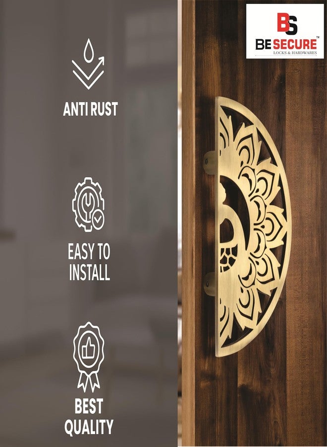 BE SECURE Round 8" Stainless Steel 304 Main Door Handle | Door Handles for Main Door | Pull Handles for All The Doors of House | Office | Hotels | BSDH- Peacock (Pack of 1 Pair, Brass Antique Finish) - Image 5